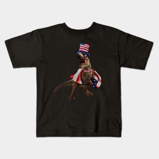 Funny T Rex Dinosaur, USA Flag, American Kids T-Shirt